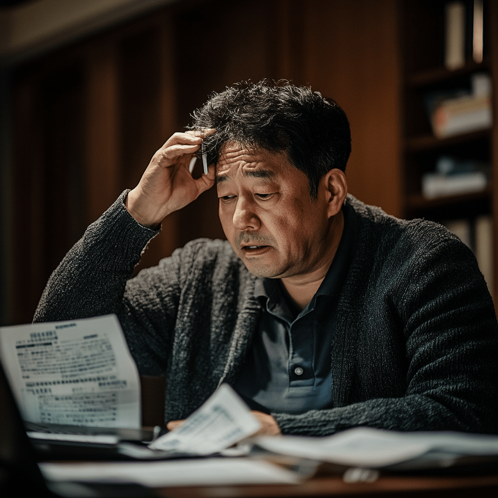 국민연금 미납하여 걱정하는 남자