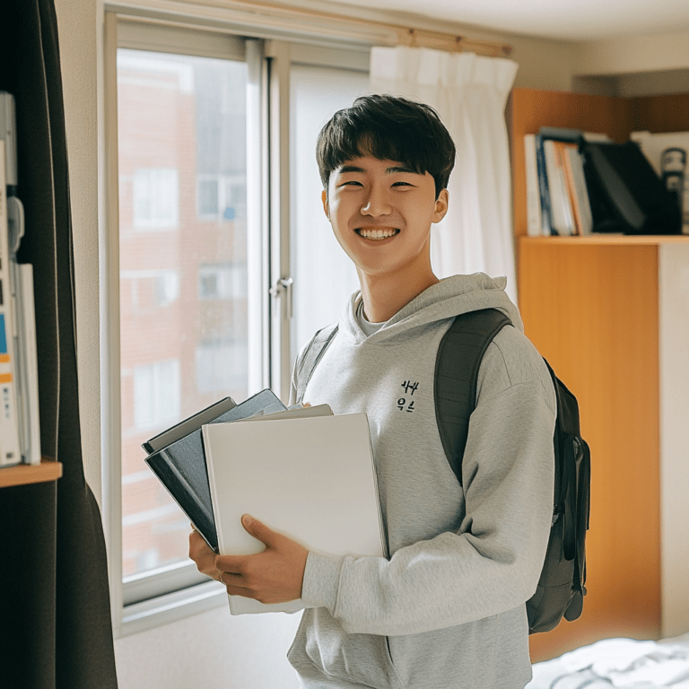 2025년 청년주택드림대출 완벽 분석: 조건, 혜택, 통장 개설 방법. 청년이 집에서 환하게 웃고있는 모습