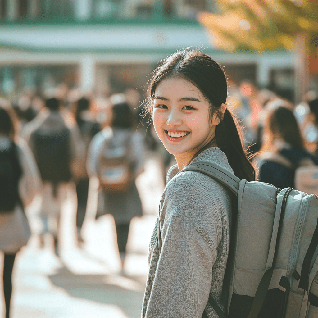 등교하는 경기도 여성 청소년