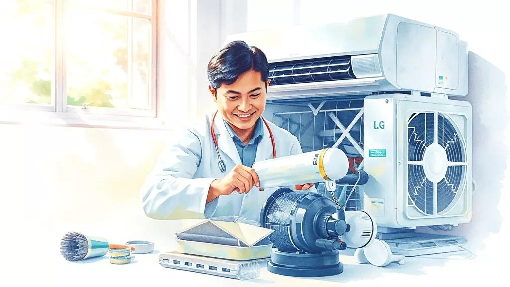 LG 에어컨 서비스센터 AS 신청부터 출장 수리 비용까지 총정리 7 에어컨 청소 및 점검 (watercolor 스타일)