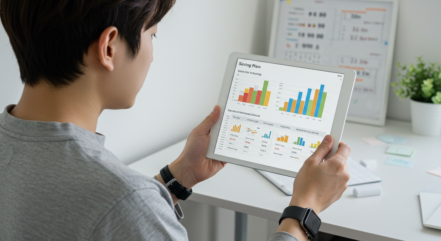 청년미래적금 가입 조건·지원율·만기 수령액 완벽 가이드 6 태블릿PC로 적금현황차트를 보고 있는 남성