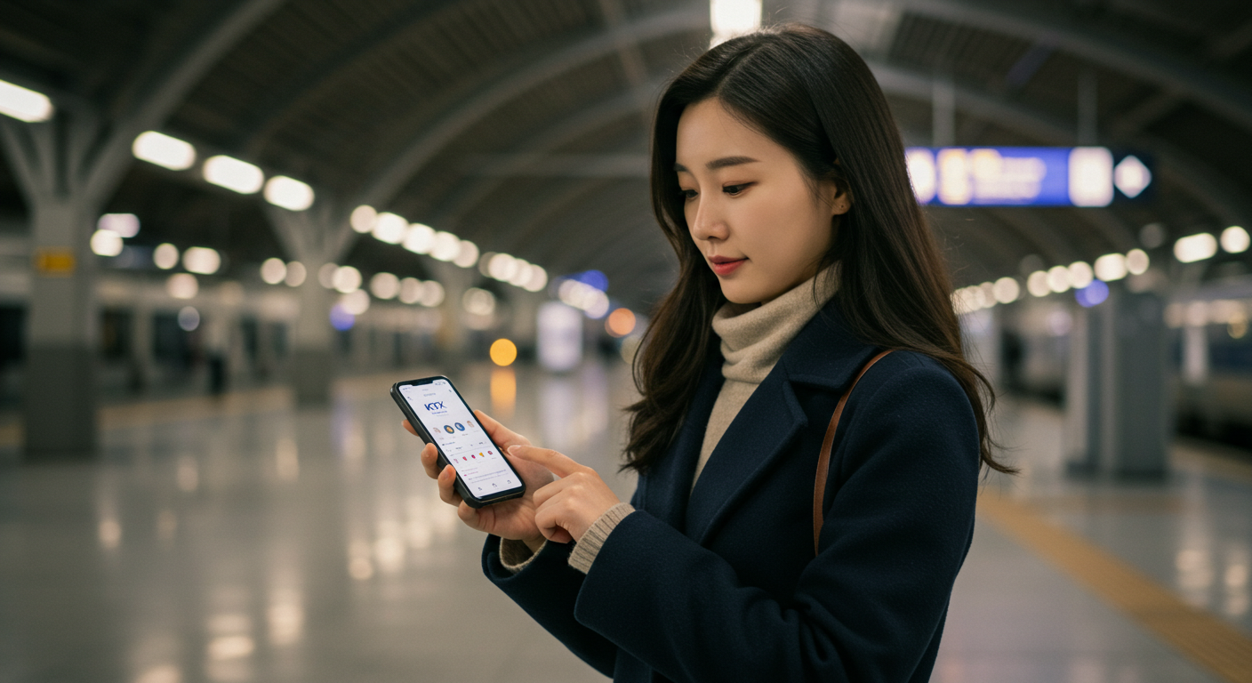 2025 추석 기차표 성공 비법: KTX·SRT 실전 대기열 공략과 취소표 타이밍 6 스마트폰으로 기차표를 예매하는 여성