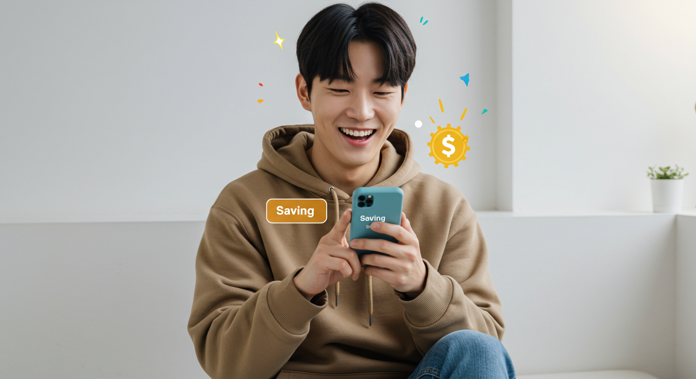 청년미래적금 가입 조건·지원율·만기 수령액 완벽 가이드 2 청년정기적금 스마트폰 앱을 보며 웃는 남성 청년