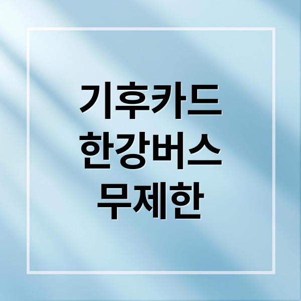 기후동행카드, 한강버스 무제한 이용 핵심 가이드 (요금, 환승, 할인)