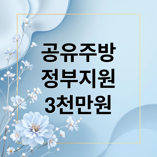 공유 주방 창업, 정부 지원금 3천만 원 확보 및 성공 전략 총정리