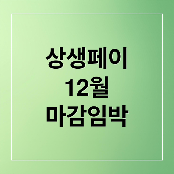 12월 상생페이백, 마감 전 혜택 극대화 전략과 신청 가이드