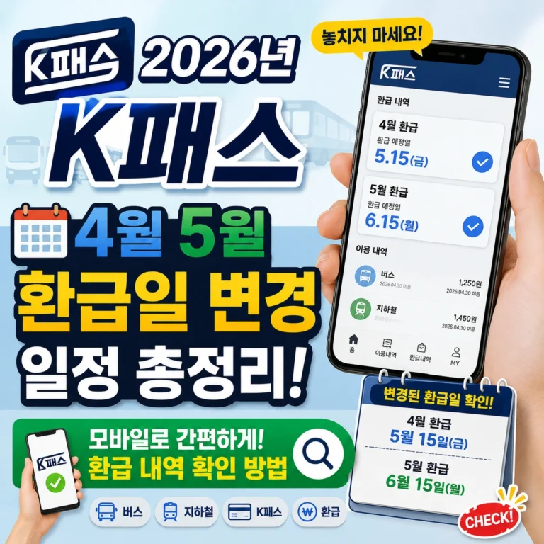 K패스 4월 5월 환급일 변경 일정 섬네일
