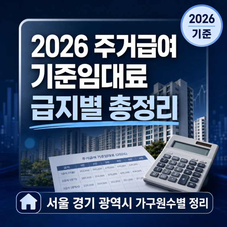2026년 주거급여 기준임대료 전국 급지별 가구원수별 총정리