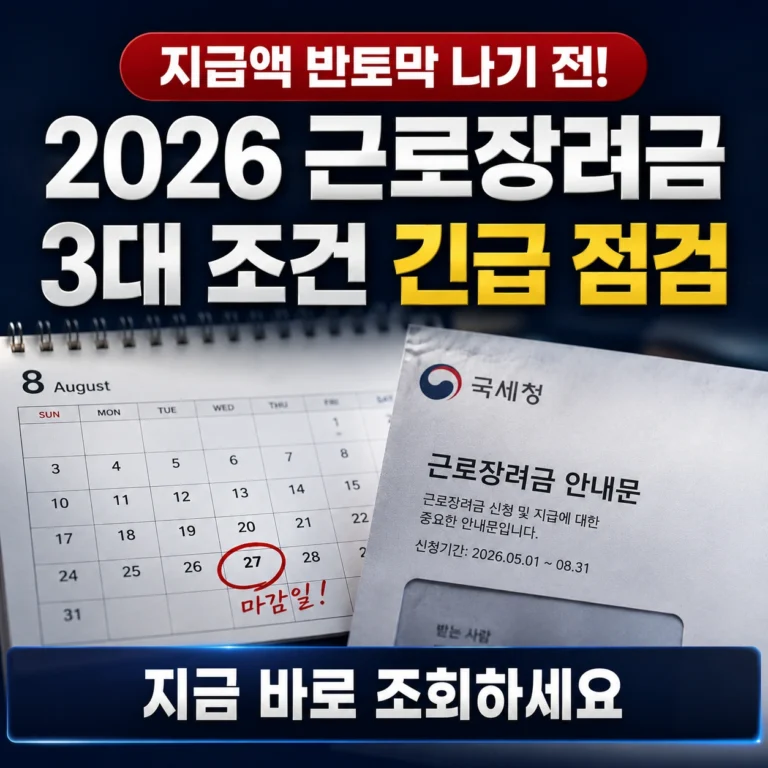 2026년 근로장려금 8월 27일 지급일 총정리 감액 조건과 기준