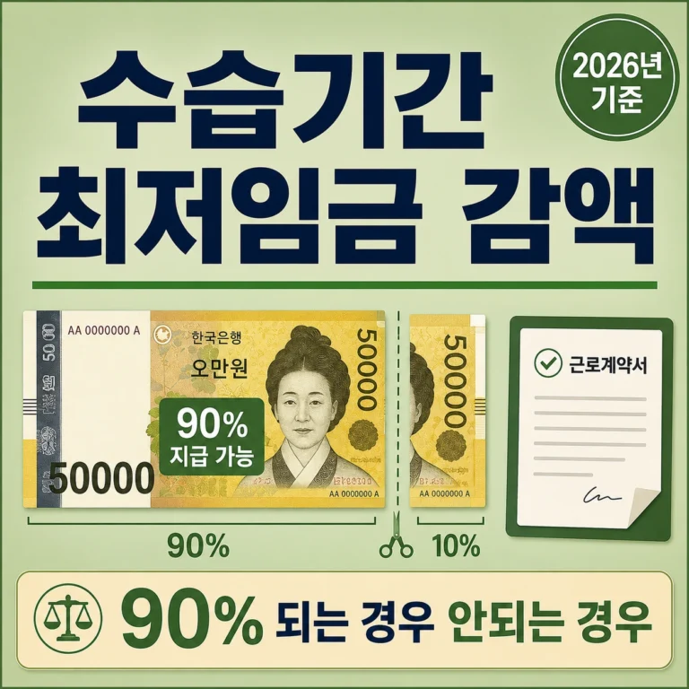 2026년 최저임금 수습기간 감액 조건